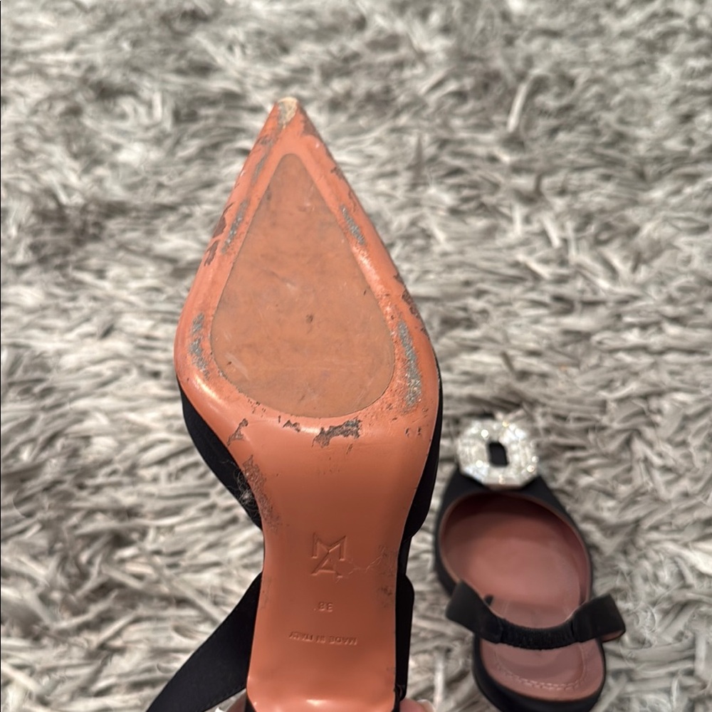 Amina Muaddi Camelia Silk Crystal Halter Pumps - Picture 5 of 5